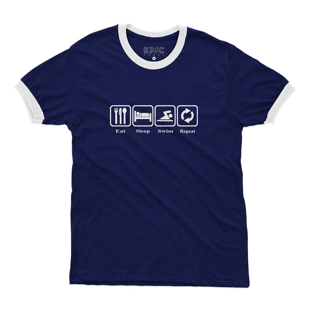 Epic Label Tshirt Eat Sleep Swim Repeat Ringer T-Shirt Pour Homme