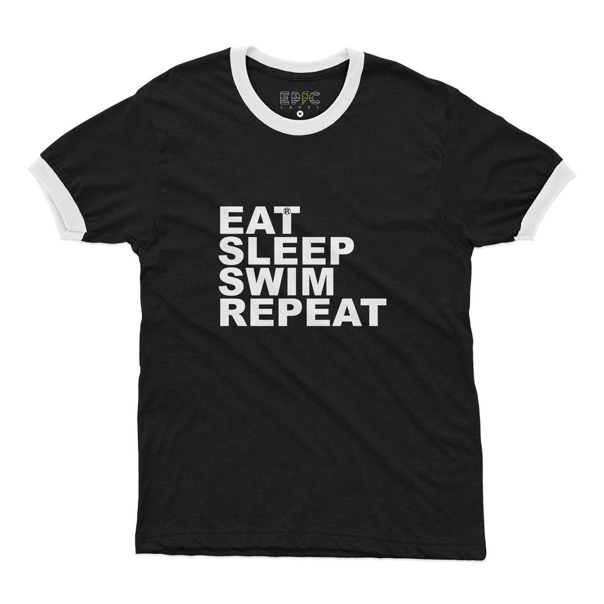 Epic Label Tshirt Eat Sleep Swim Repeat Ringer T-Shirt Pour Homme
