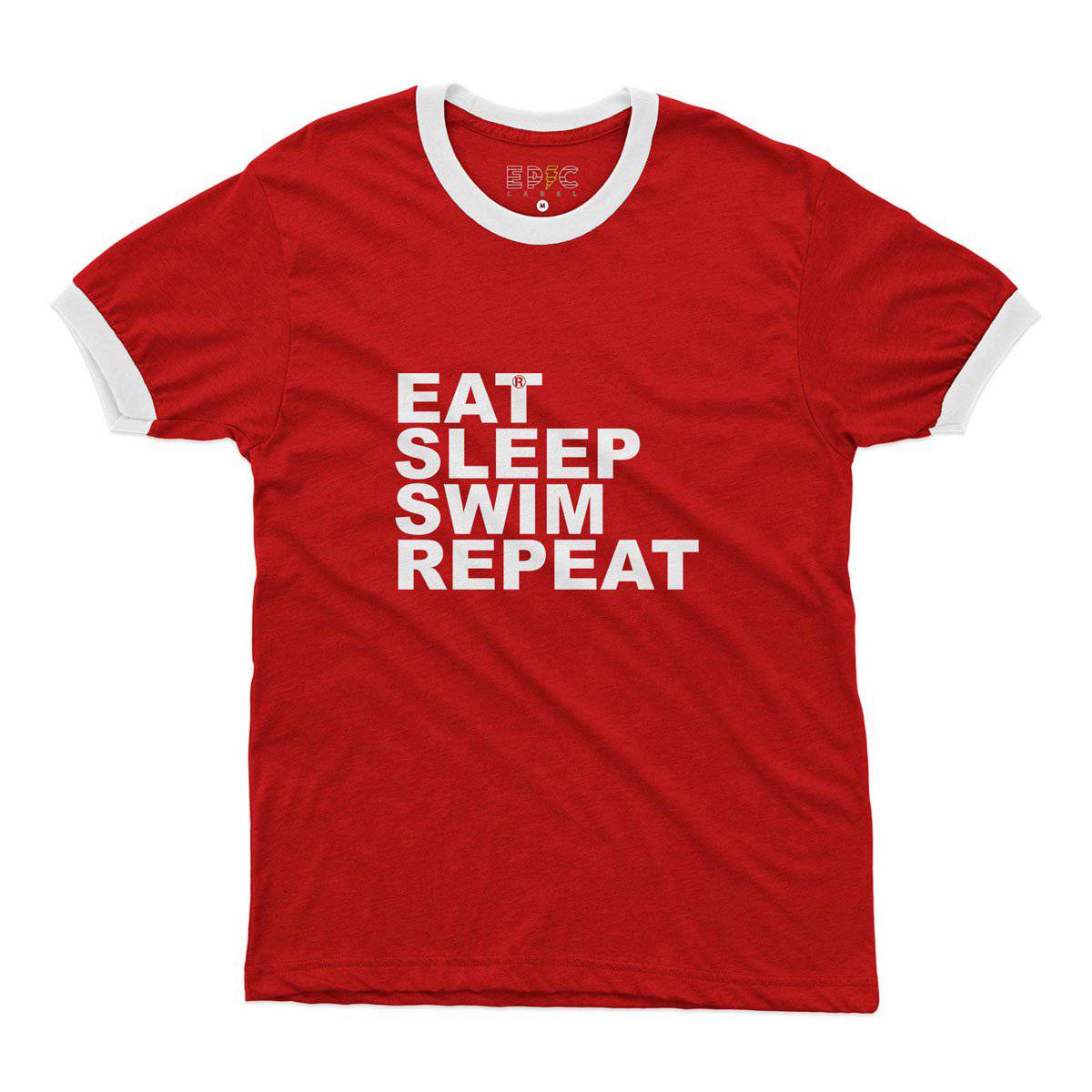Epic Label Tshirt Eat Sleep Swim Repeat Ringer T-Shirt Pour Homme