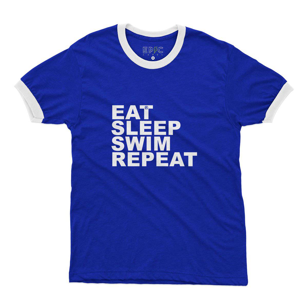 Epic Label Tshirt Eat Sleep Swim Repeat Ringer T-Shirt Pour Homme