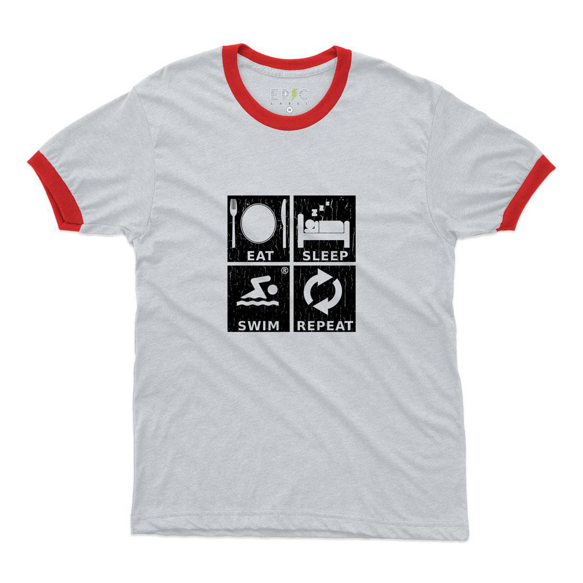 Epic Label Tshirt Eat Sleep Swim Repeat Ringer T-Shirt Pour Homme