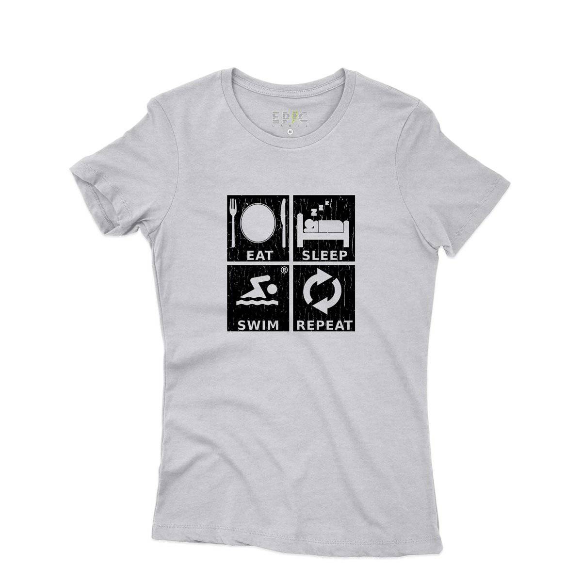 Epic Label Tshirt Eat Sleep Swim Repeat T-Shirt Pour Femme