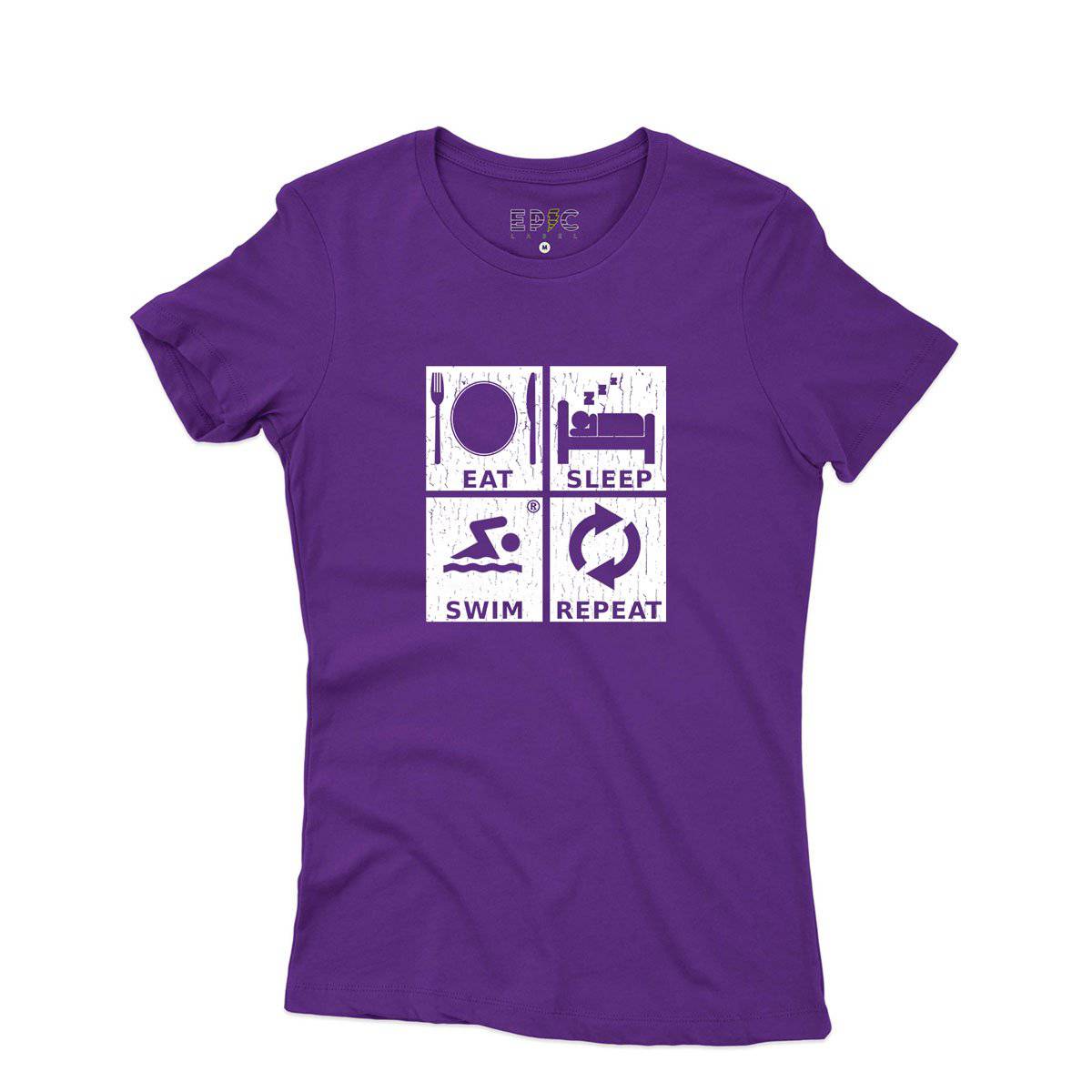 Epic Label Tshirt Eat Sleep Swim Repeat T-Shirt Pour Femme