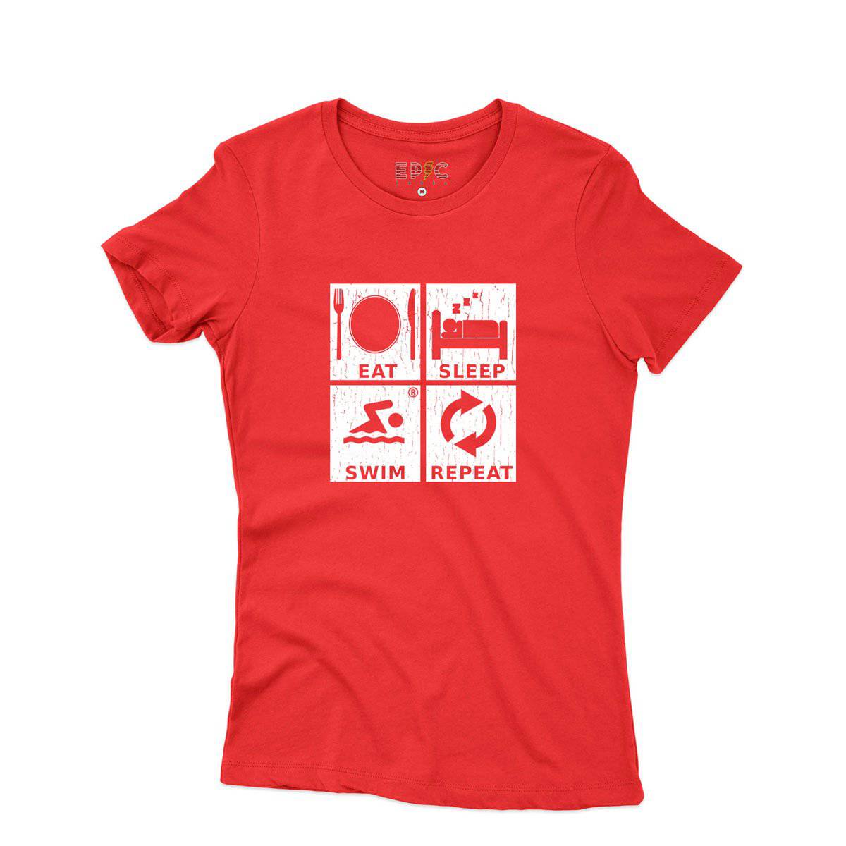 Epic Label Tshirt Eat Sleep Swim Repeat T-Shirt Pour Femme