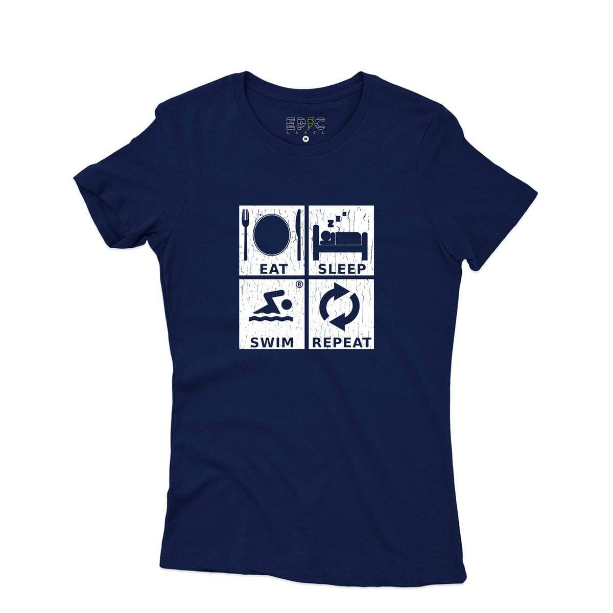Epic Label Tshirt Eat Sleep Swim Repeat T-Shirt Pour Femme