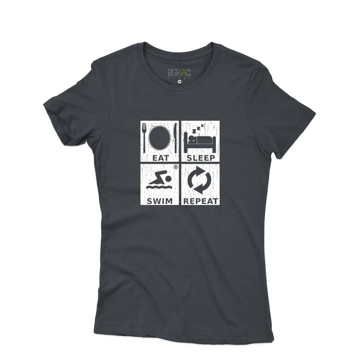 Epic Label Tshirt Eat Sleep Swim Repeat T-Shirt Pour Femme