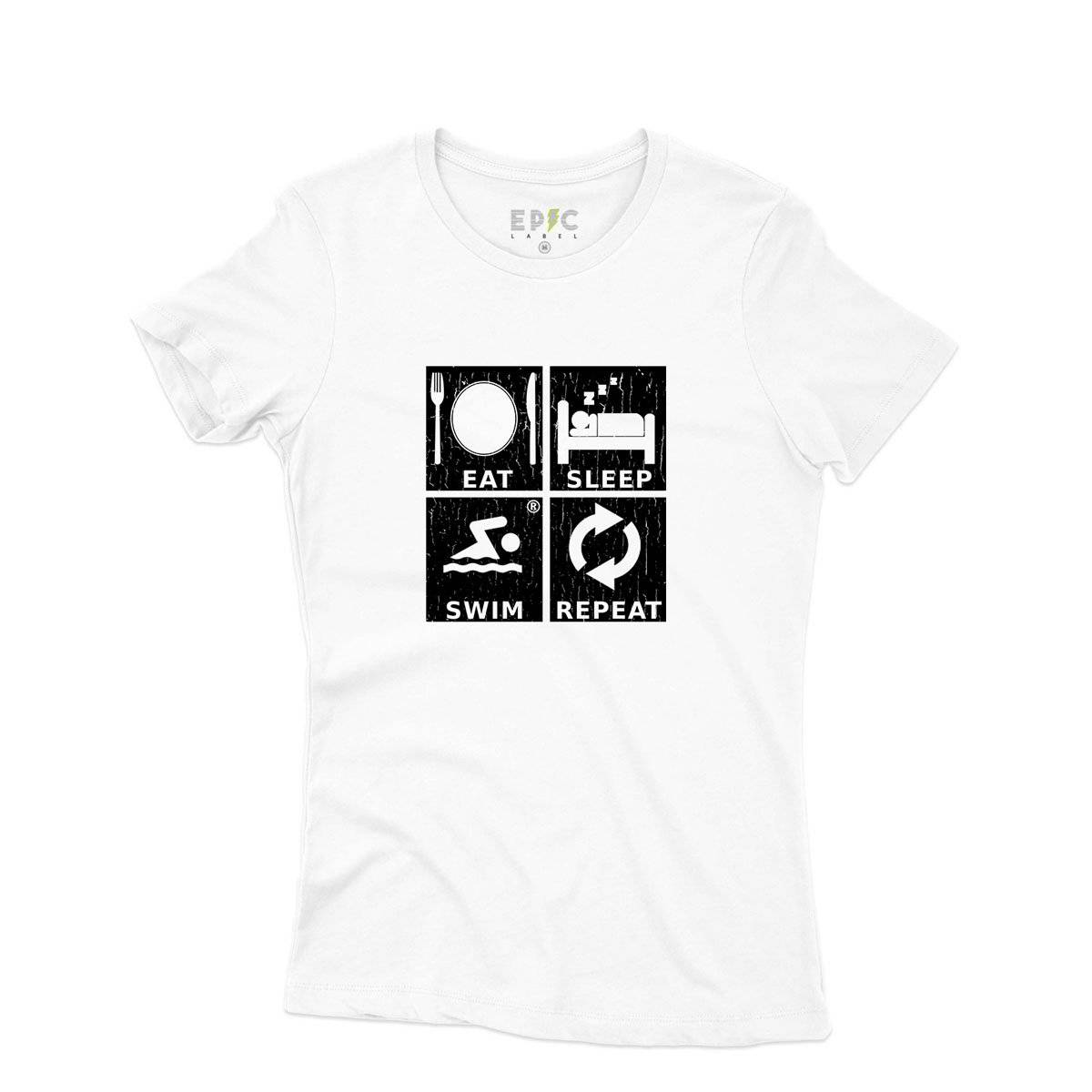 Epic Label Tshirt Eat Sleep Swim Repeat T-Shirt Pour Femme