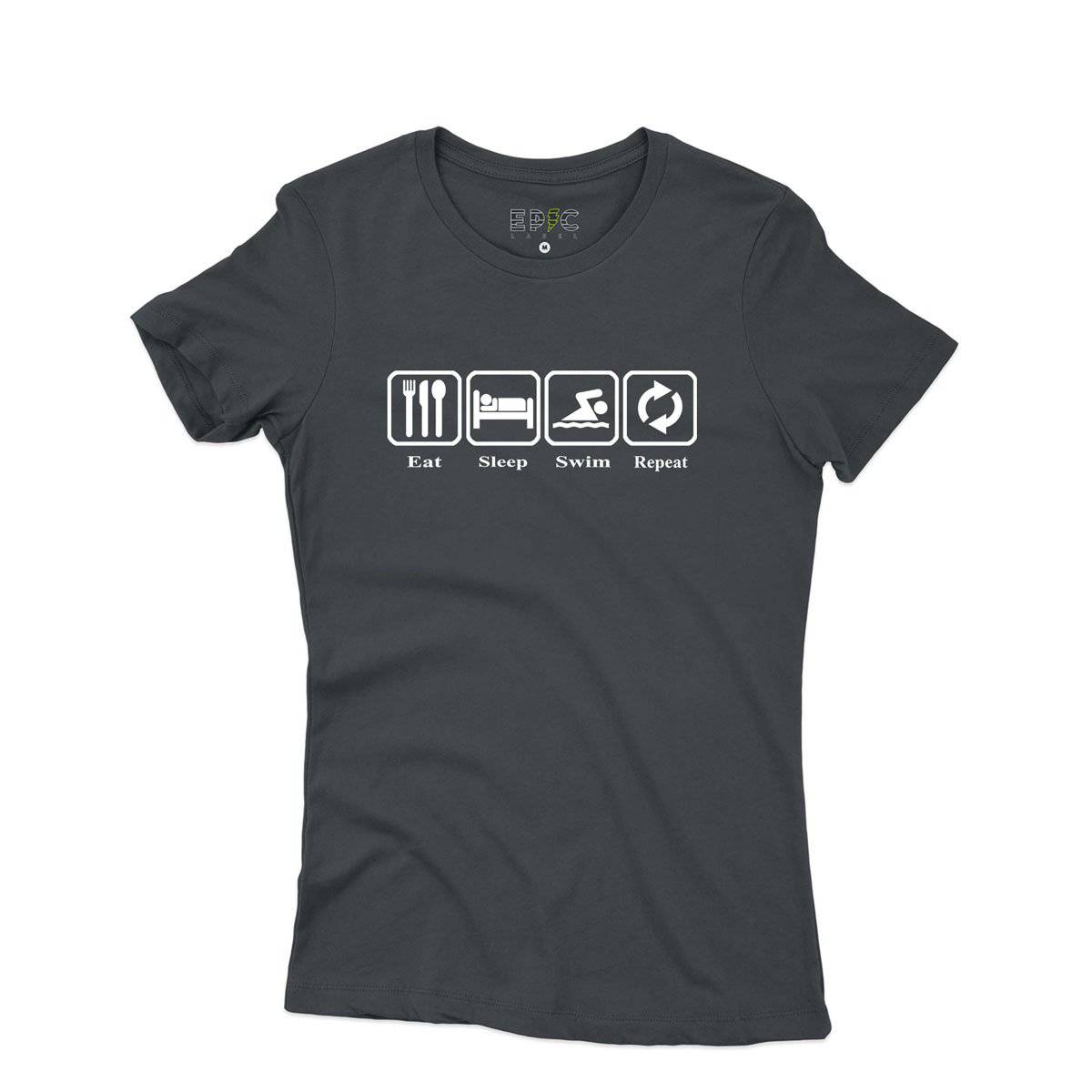Epic Label Tshirt Eat Sleep Swim Repeat T-Shirt Pour Femme