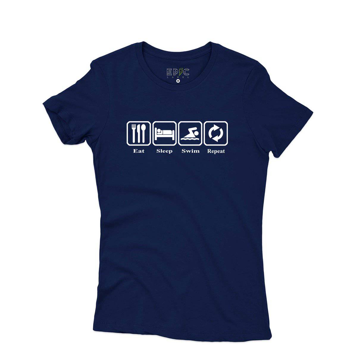 Epic Label Tshirt Eat Sleep Swim Repeat T-Shirt Pour Femme