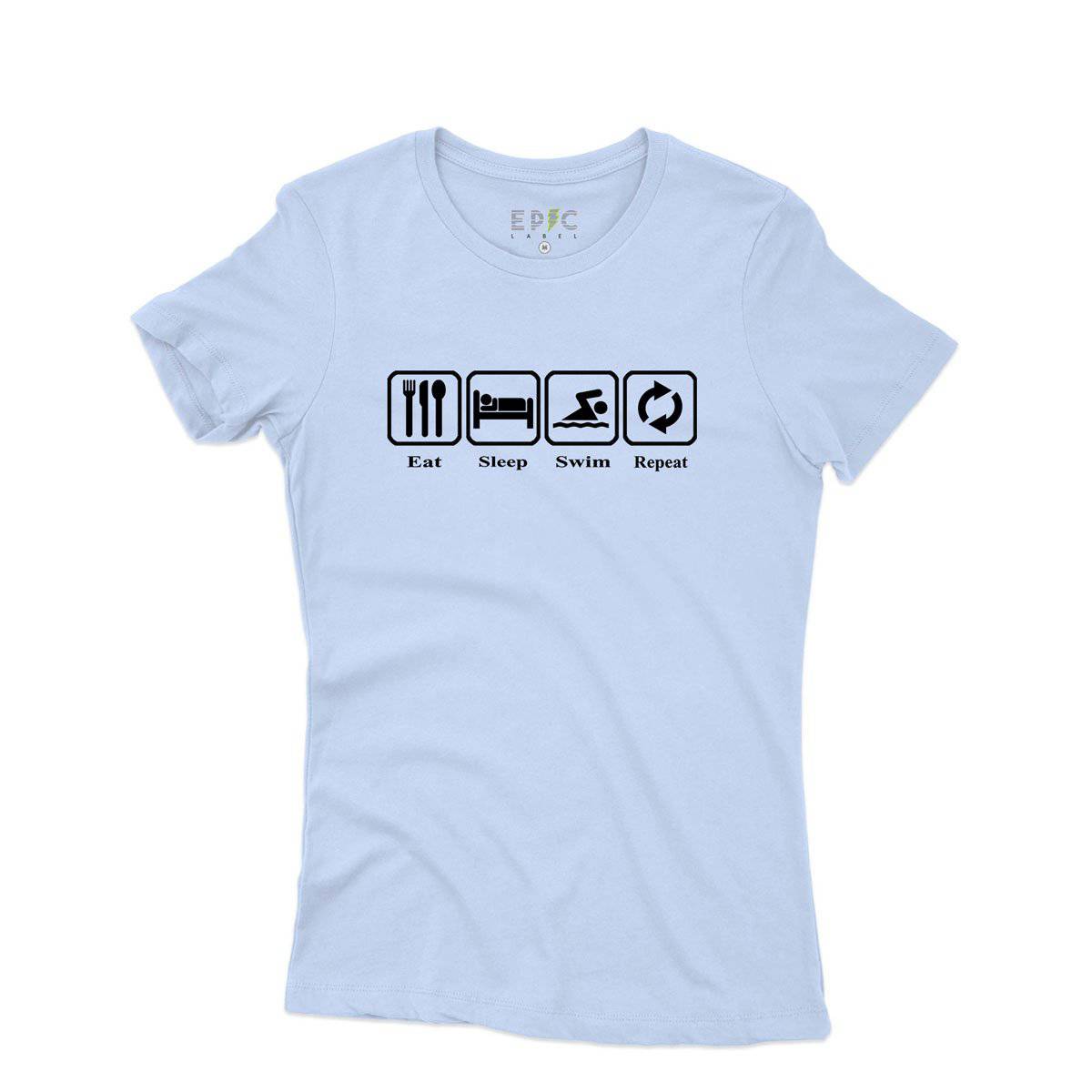 Epic Label Tshirt Eat Sleep Swim Repeat T-Shirt Pour Femme