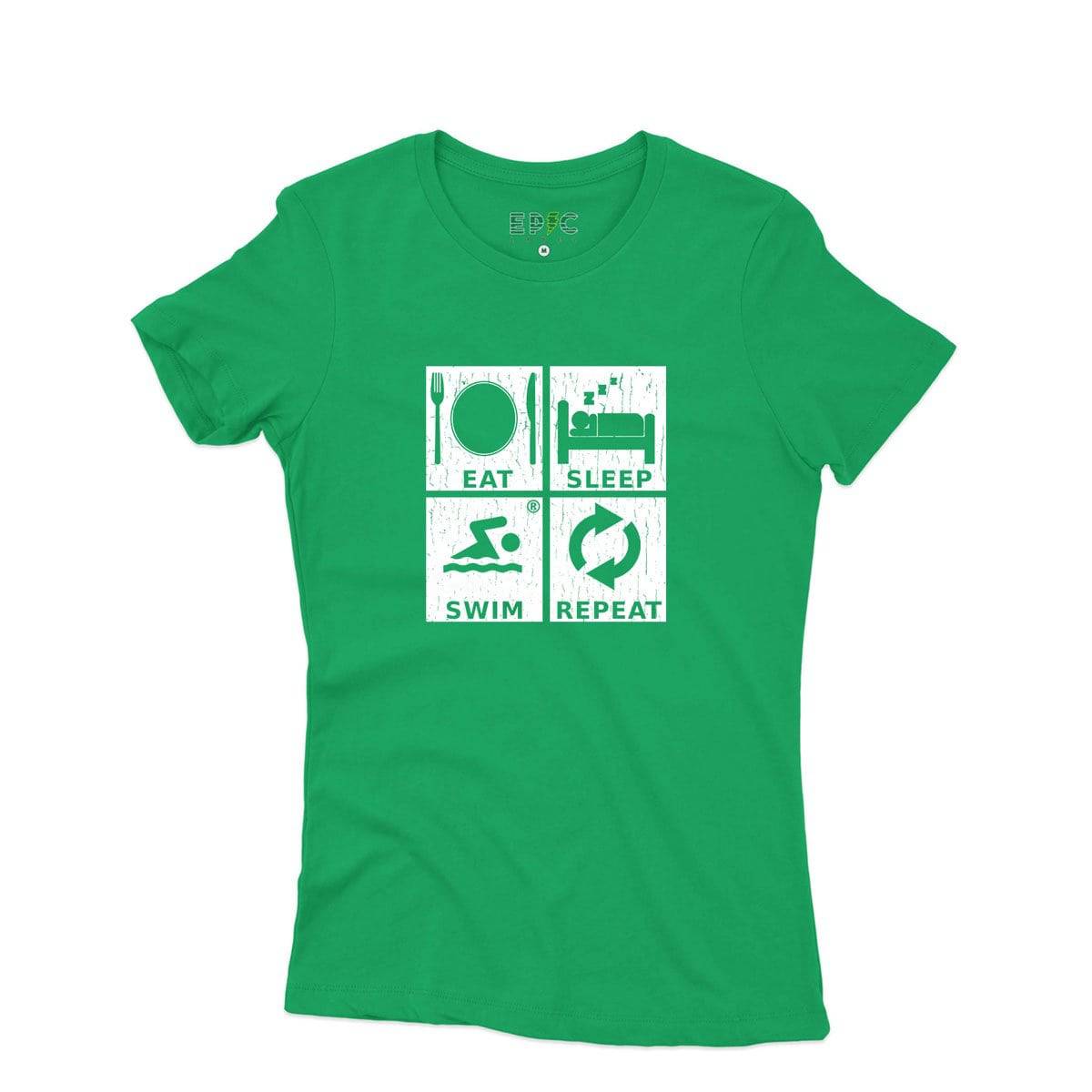 Epic Label Tshirt Eat Sleep Swim Repeat T-Shirt Pour Femme