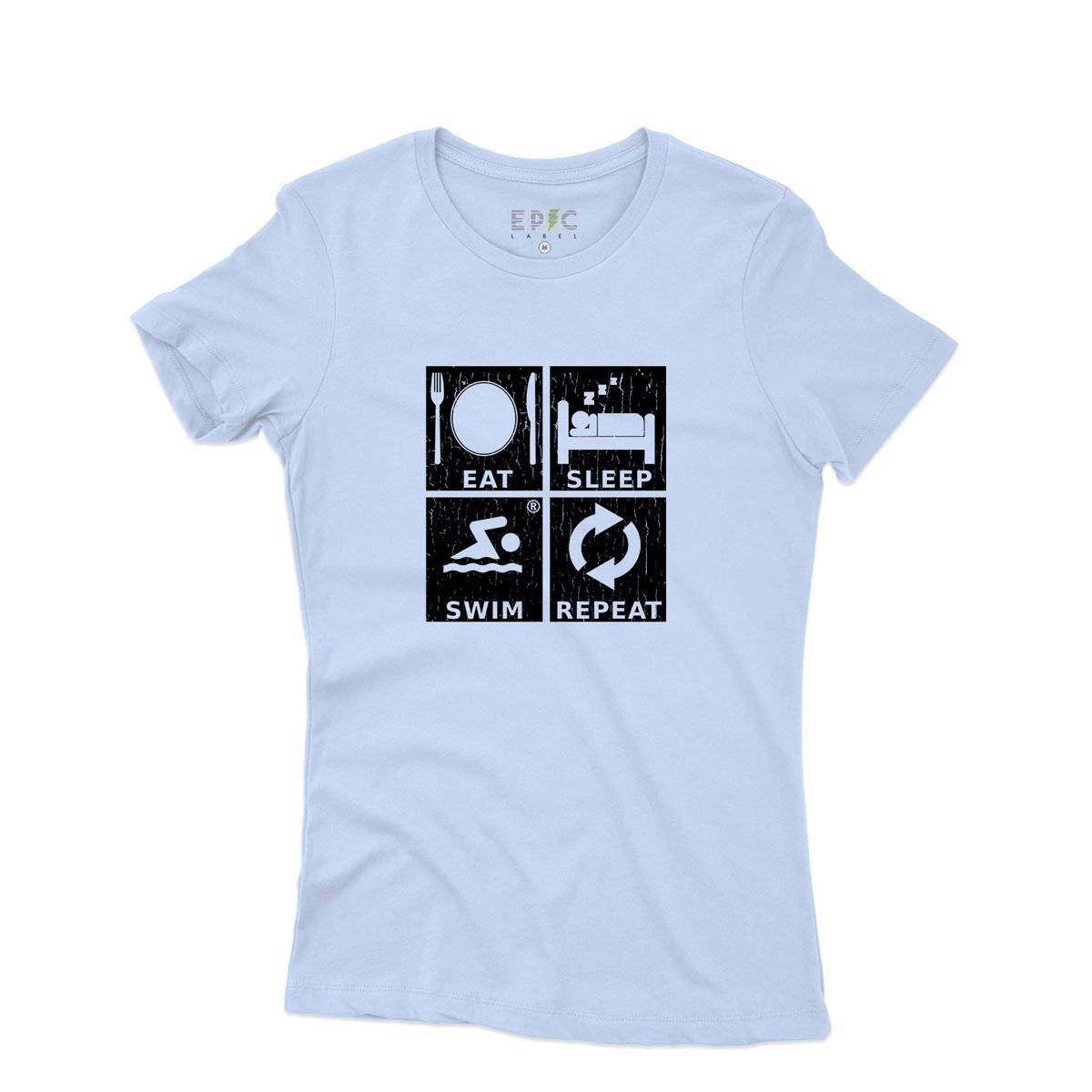 Epic Label Tshirt Eat Sleep Swim Repeat T-Shirt Pour Femme