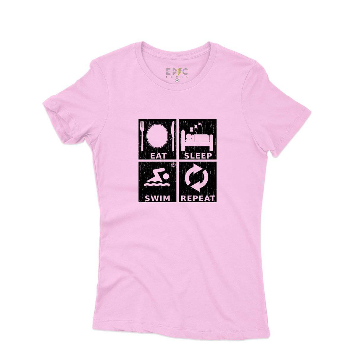 Epic Label Tshirt Eat Sleep Swim Repeat T-Shirt Pour Femme