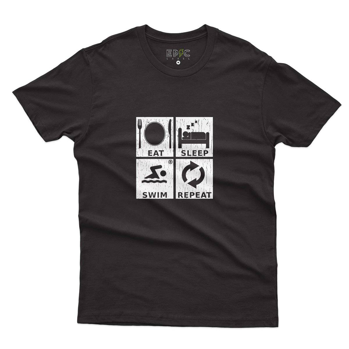 Epic Label Tshirt Eat Sleep Swim Repeat T-Shirt Pour Homme