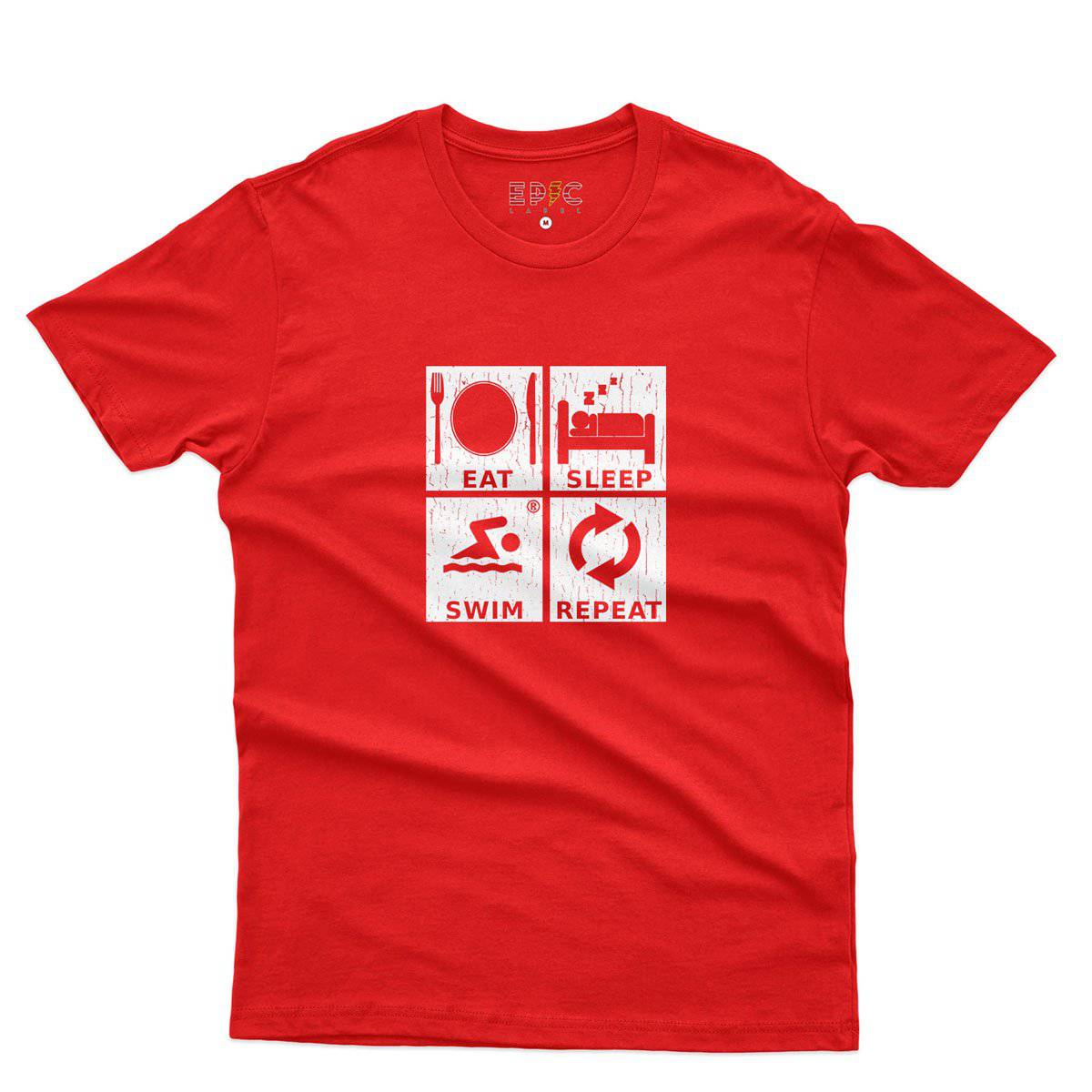 Epic Label Tshirt Eat Sleep Swim Repeat T-Shirt Pour Homme