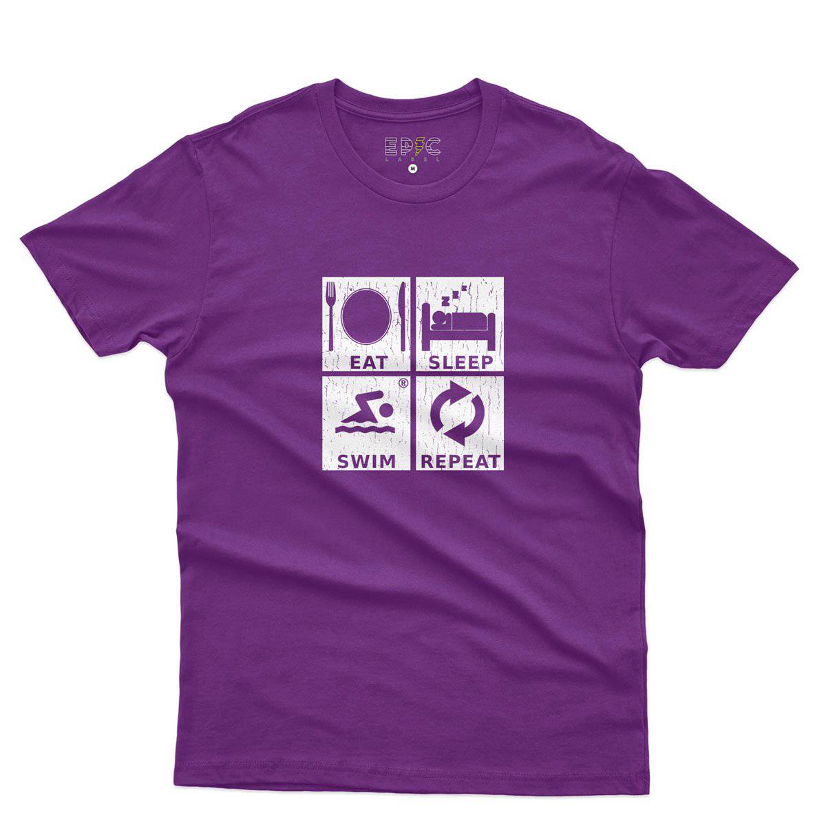 Epic Label Tshirt Eat Sleep Swim Repeat T-Shirt Pour Homme