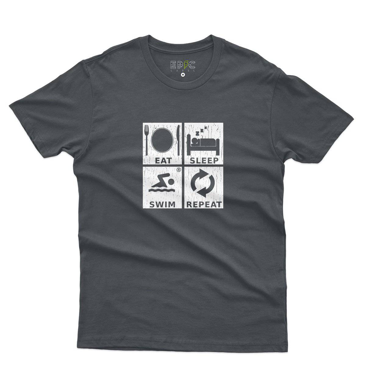 Epic Label Tshirt Eat Sleep Swim Repeat T-Shirt Pour Homme