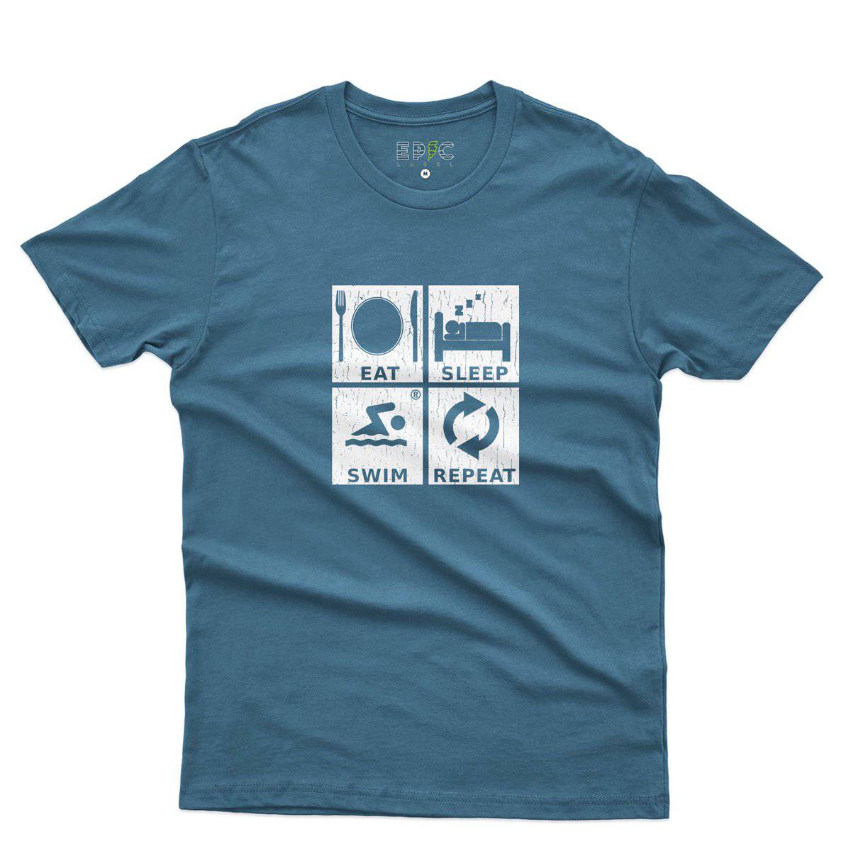Epic Label Tshirt Eat Sleep Swim Repeat T-Shirt Pour Homme