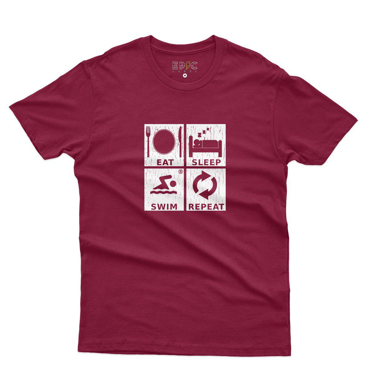 Epic Label Tshirt Eat Sleep Swim Repeat T-Shirt Pour Homme