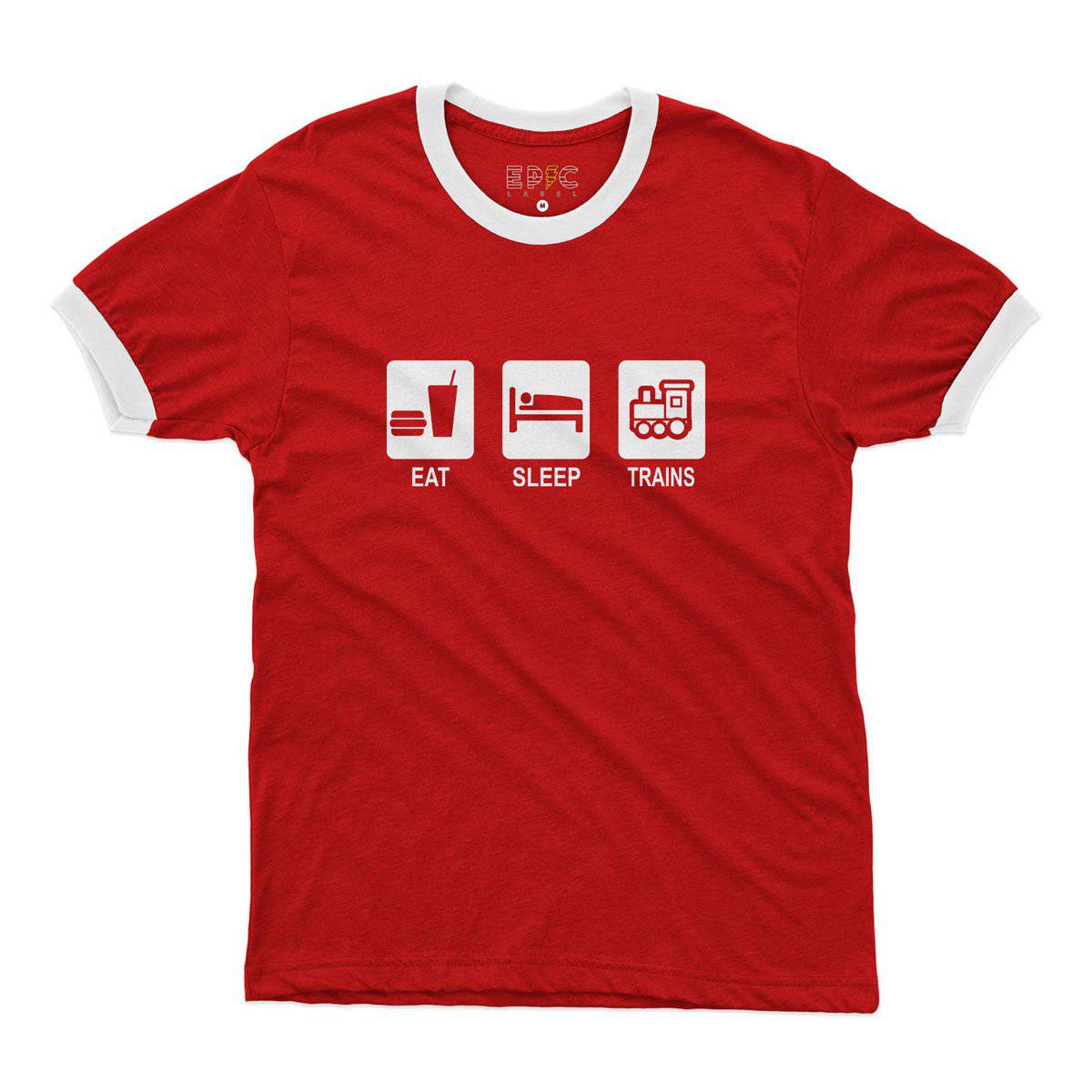 Epic Label Tshirt Eat Sleep Trains Ringer T-Shirt Pour Homme