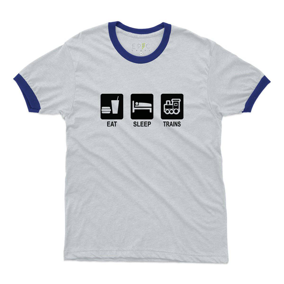 Epic Label Tshirt Eat Sleep Trains Ringer T-Shirt Pour Homme