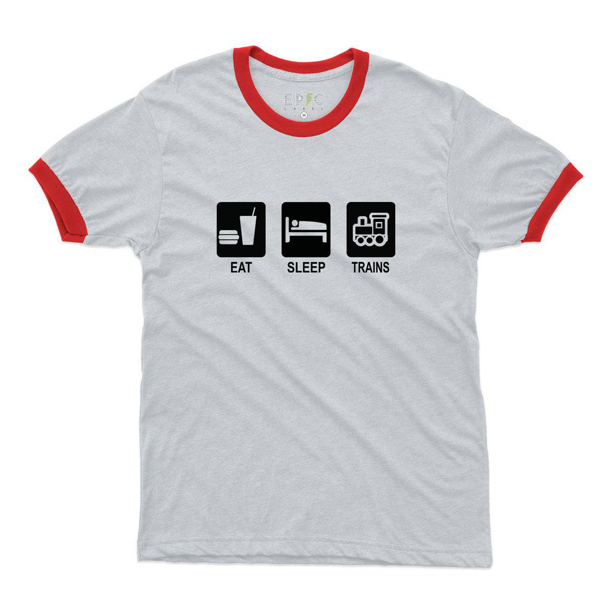 Epic Label Tshirt Eat Sleep Trains Ringer T-Shirt Pour Homme