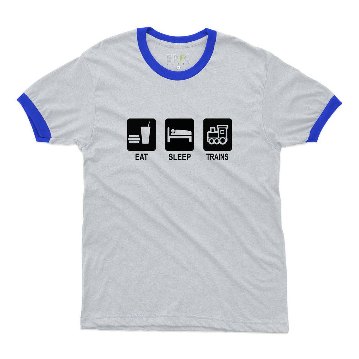 Epic Label Tshirt Eat Sleep Trains Ringer T-Shirt Pour Homme