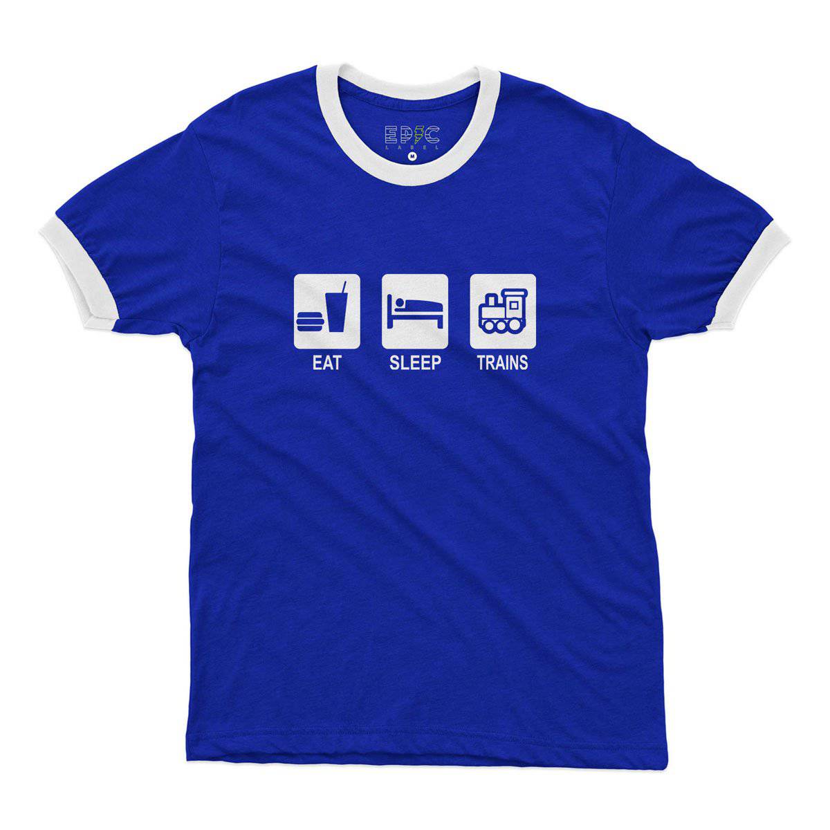 Epic Label Tshirt Eat Sleep Trains Ringer T-Shirt Pour Homme