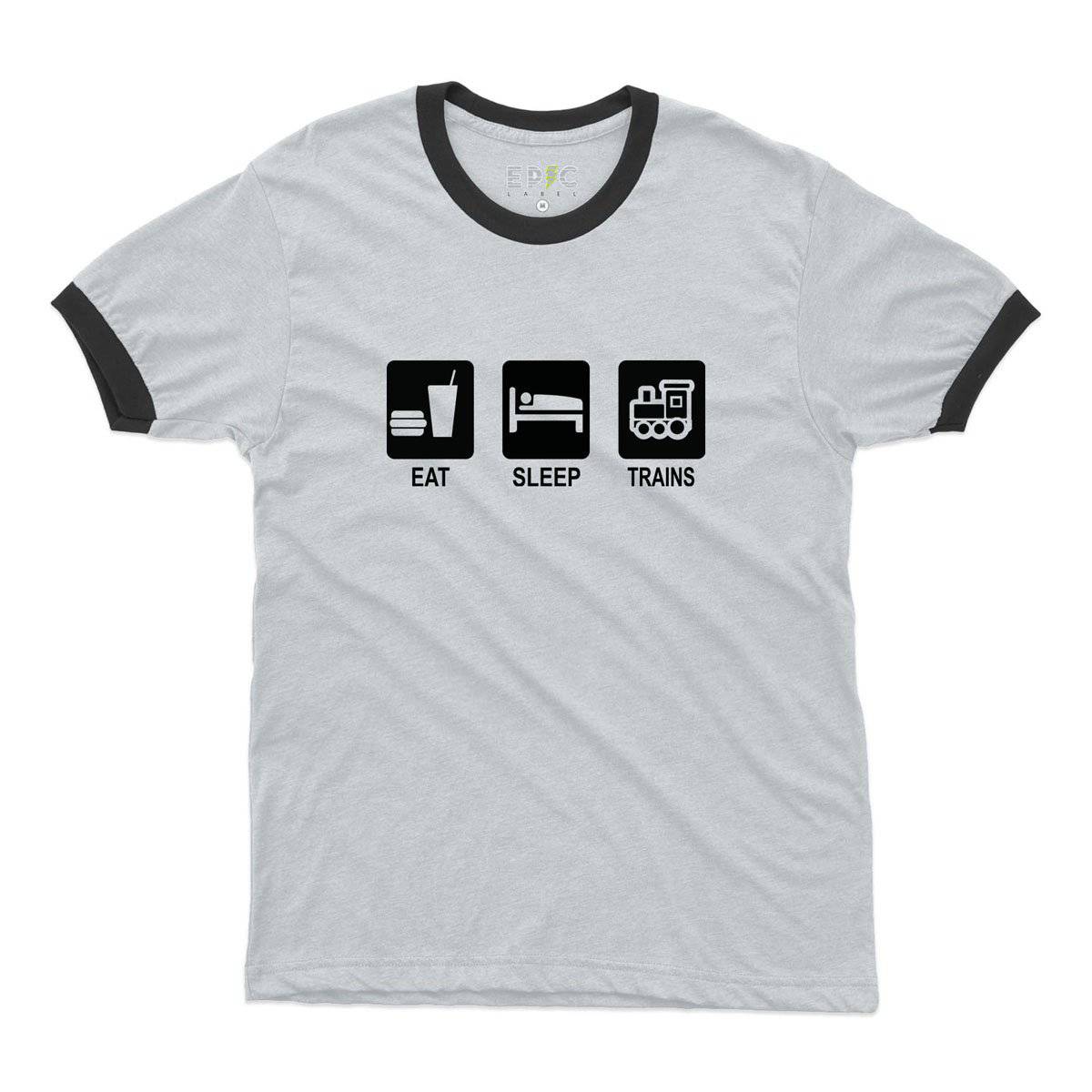 Epic Label Tshirt Eat Sleep Trains Ringer T-Shirt Pour Homme