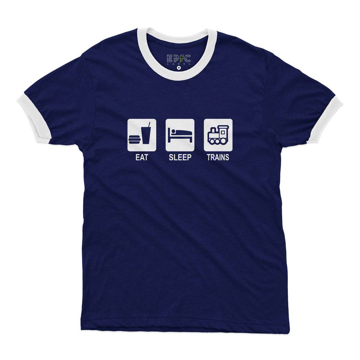 Epic Label Tshirt Eat Sleep Trains Ringer T-Shirt Pour Homme