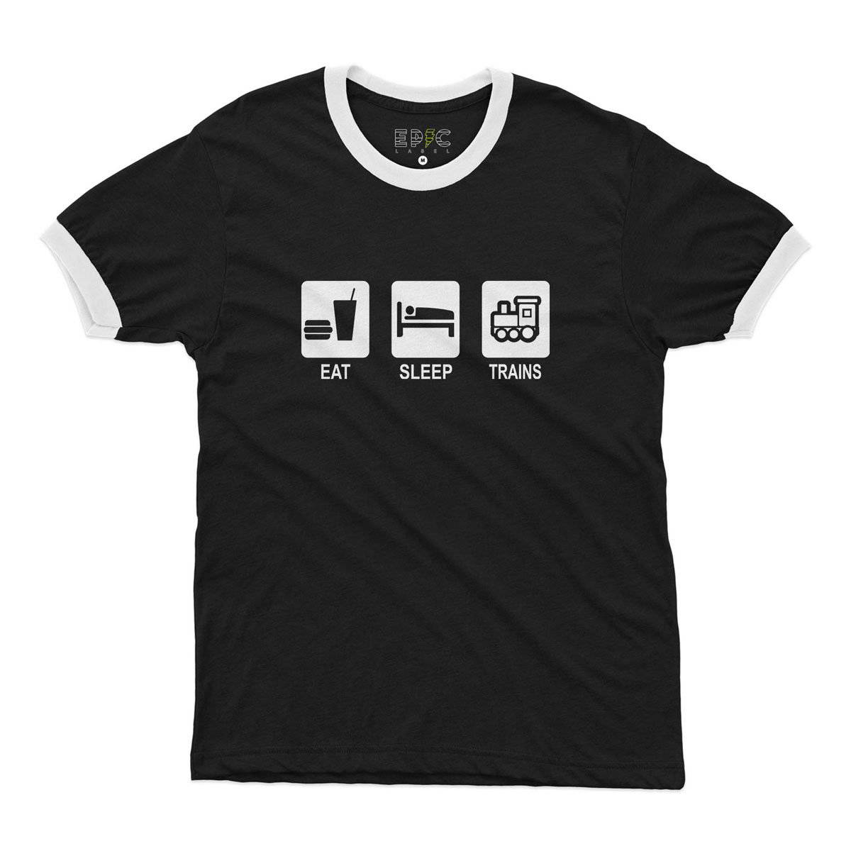 Epic Label Tshirt Eat Sleep Trains Ringer T-Shirt Pour Homme