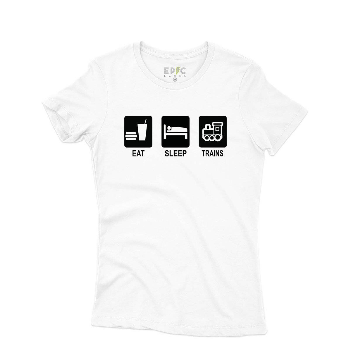 Epic Label Tshirt Eat Sleep Trains T-Shirt Pour Femme