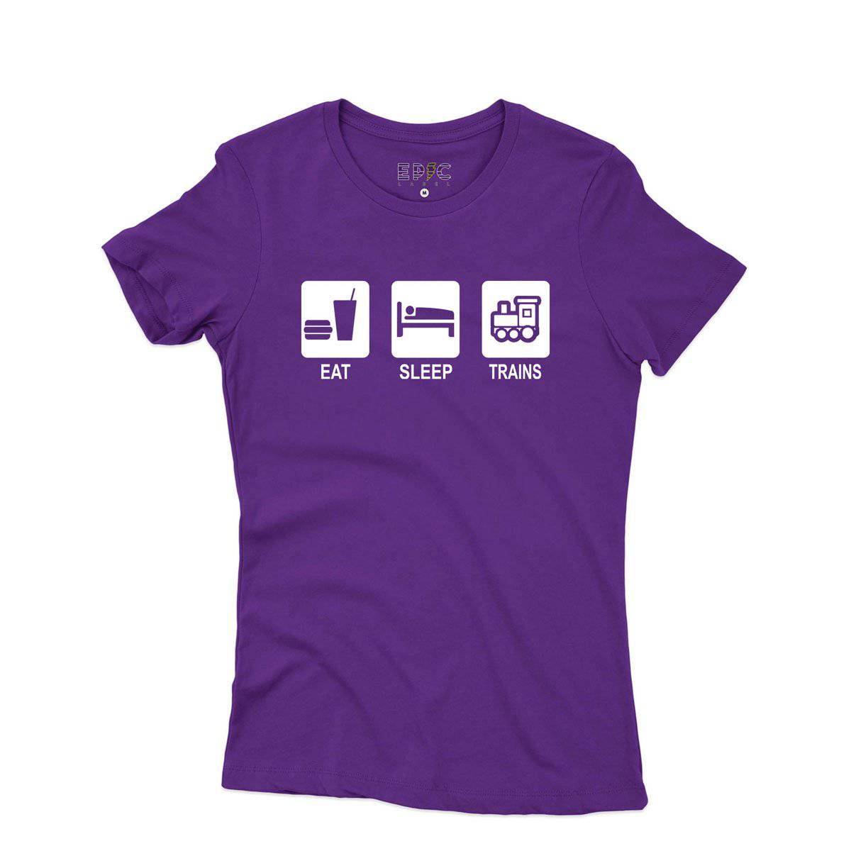 Epic Label Tshirt Eat Sleep Trains T-Shirt Pour Femme