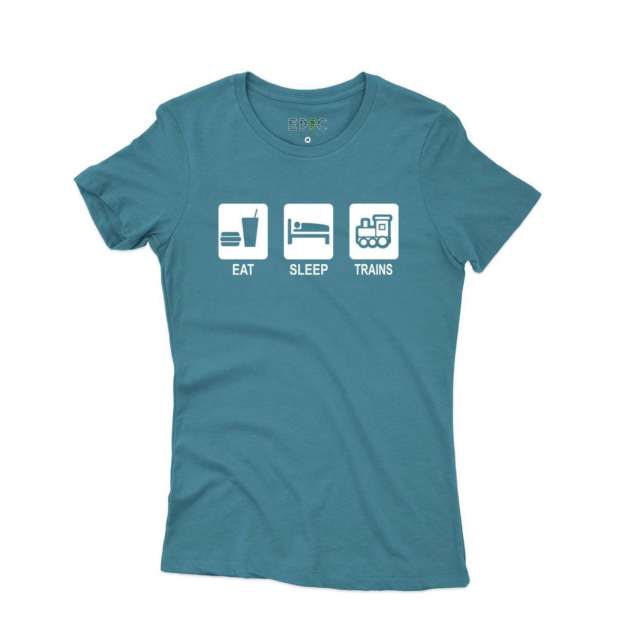 Epic Label Tshirt Eat Sleep Trains T-Shirt Pour Femme