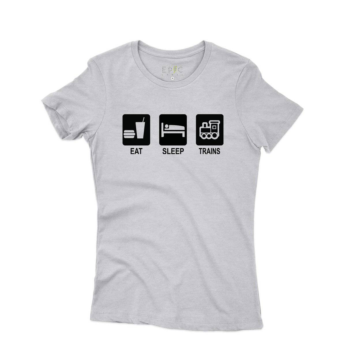 Epic Label Tshirt Eat Sleep Trains T-Shirt Pour Femme