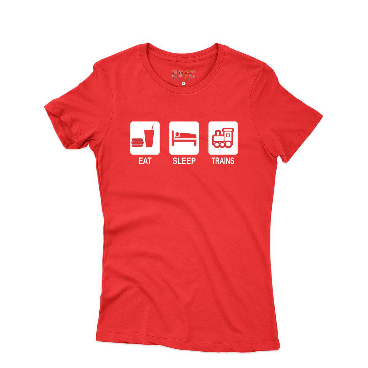 Epic Label Tshirt Eat Sleep Trains T-Shirt Pour Femme