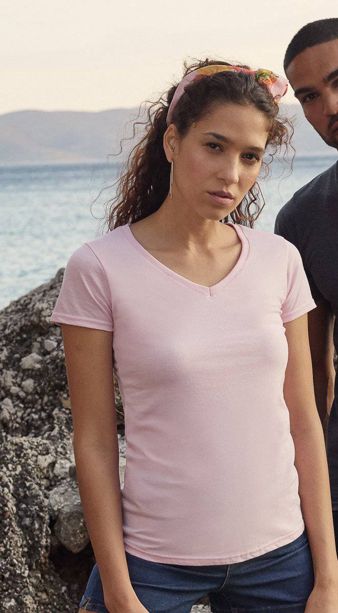 Epic Label Tshirt Fruit Of The Loom 613980 T-Shirt Valueweight À Col En V Pour Femme