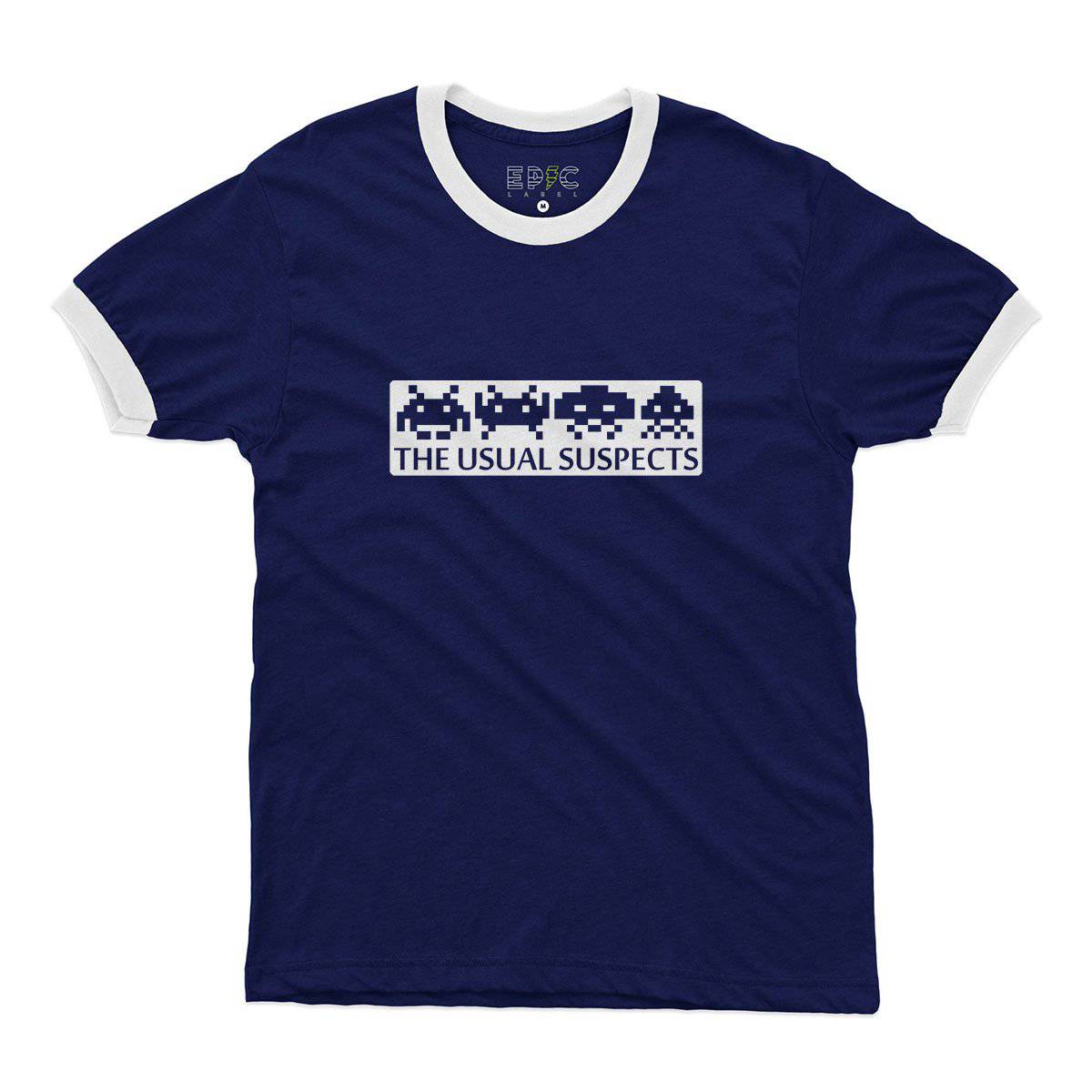 Epic Label Tshirt Space Invaders The Usual Suspects Ringer T-Shirt Pour Homme