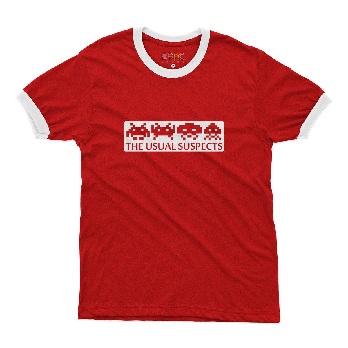 Epic Label Tshirt Space Invaders The Usual Suspects Ringer T-Shirt Pour Homme