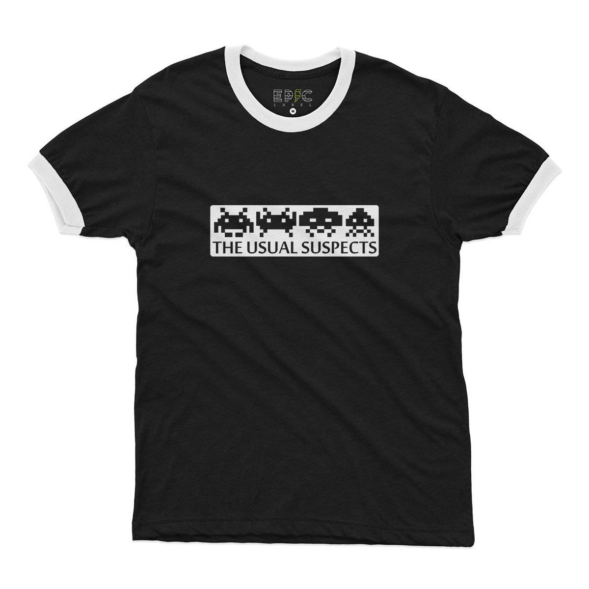 Epic Label Tshirt Space Invaders The Usual Suspects Ringer T-Shirt Pour Homme