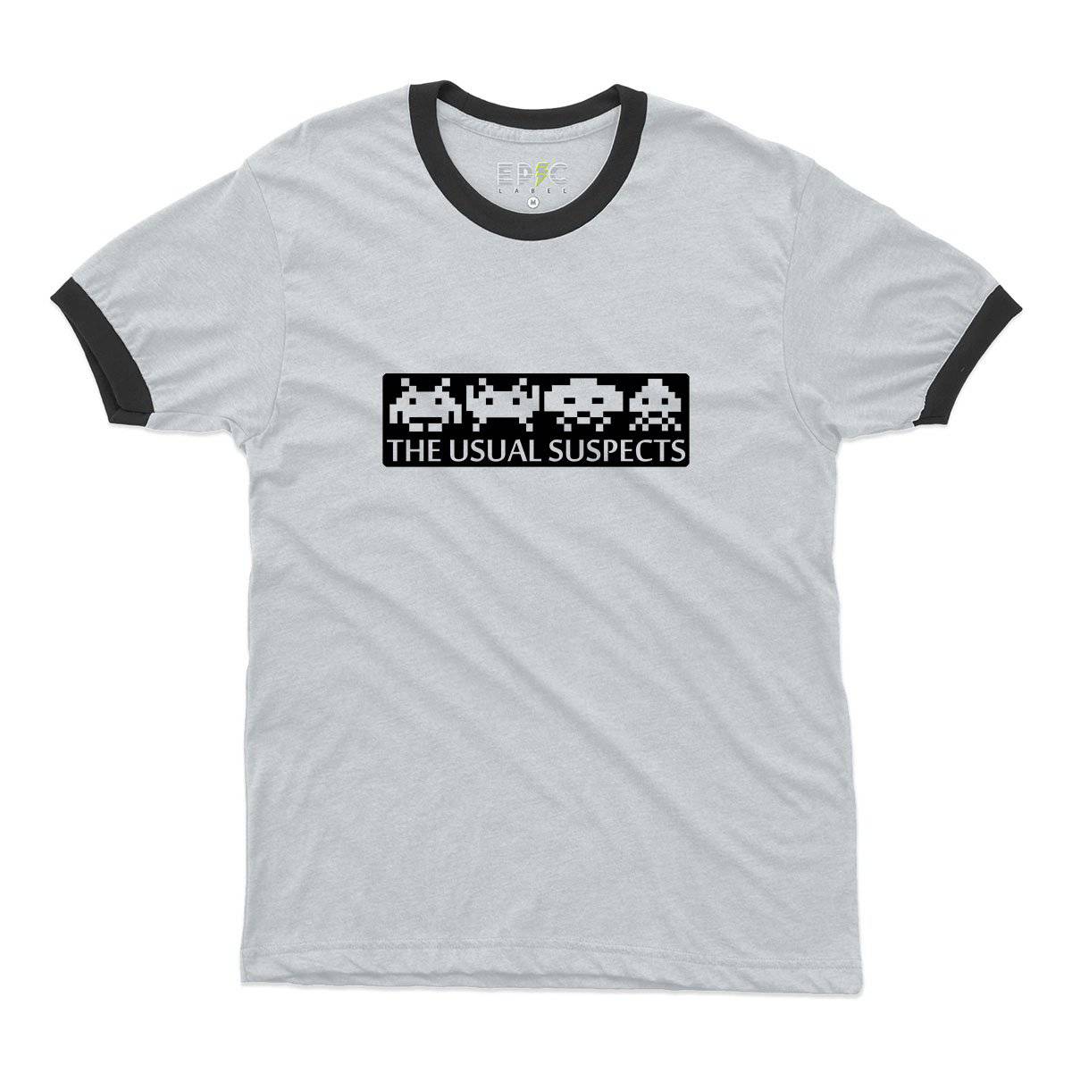Epic Label Tshirt Space Invaders The Usual Suspects Ringer T-Shirt Pour Homme