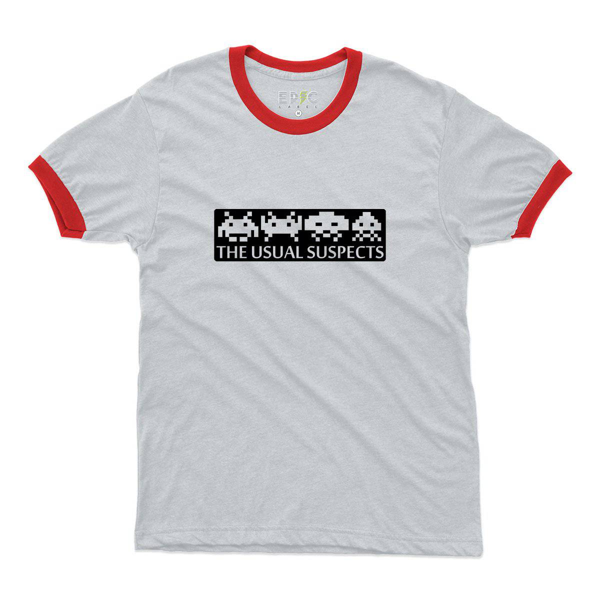 Epic Label Tshirt Space Invaders The Usual Suspects Ringer T-Shirt Pour Homme