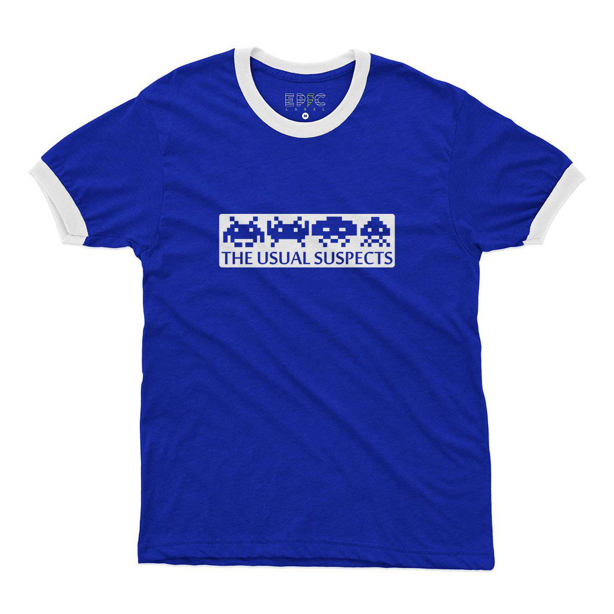 Epic Label Tshirt Space Invaders The Usual Suspects Ringer T-Shirt Pour Homme