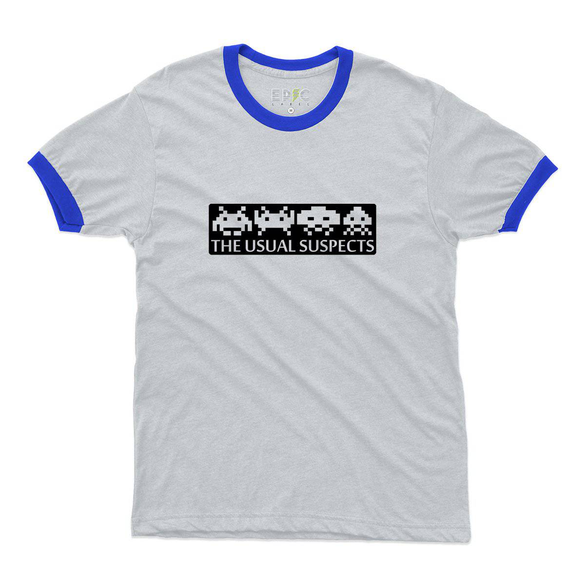Epic Label Tshirt Space Invaders The Usual Suspects Ringer T-Shirt Pour Homme