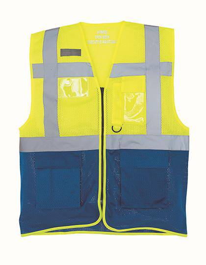 Epic Label Vestes & Bodywarmer Yoko Hvw820 Hi Vis Top Cool Recycled Open Mesh Executive Waistcoat